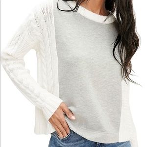 Splendid French Terry & Cable Knit Sweater